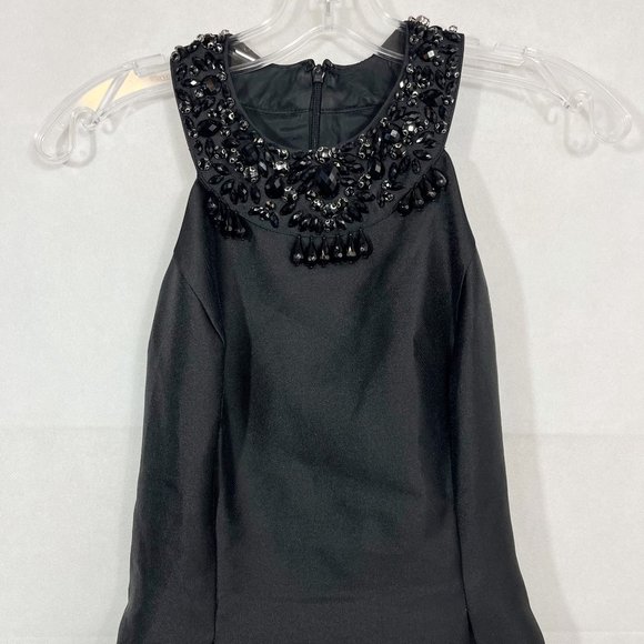 Adrianna Papell Black Beaded A-Line High Low Dress Party Cocktail Size 0 - Picture 3 of 8